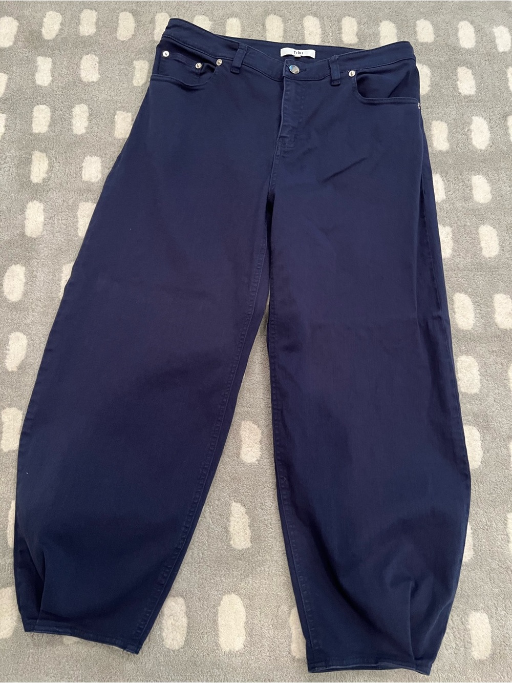 Tibi Navy Wide-Leg Chinos